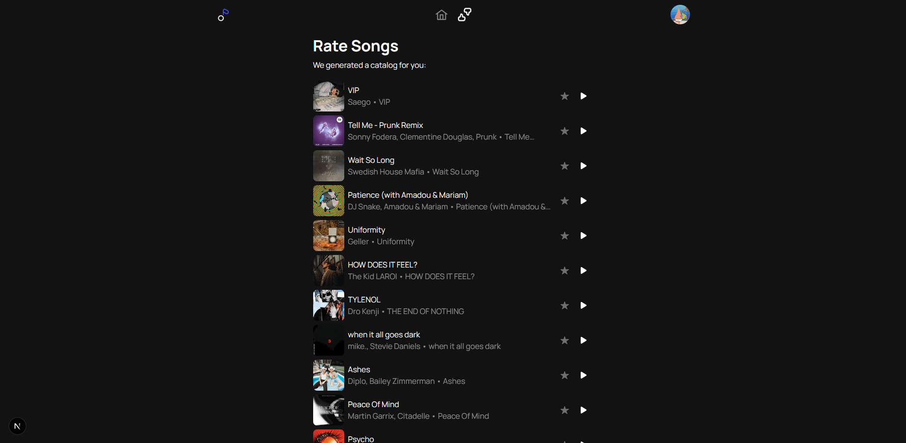 Melody song list